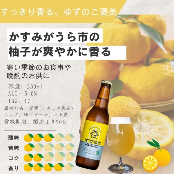 画像2: 江口屋醸造所 クラフトビール 季節限定『霞ヶ浦ゆずエール』 3本セット 霞ヶ浦エリア 地ビール お取り寄せ 贈答用 (2)