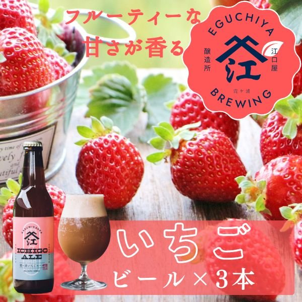 画像1: 口屋醸造所 クラフトビール 季節限定『霞ヶ浦いちごエール』 単品 霞ヶ浦エリア 地ビール お取り寄せ 贈答用 (1)